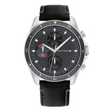  Shop Authentic Tommy Hilfiger Parker Chronograph Quartz Grey Dial Black Leather Strap Watch For Men - 1791838 - Luxxuri