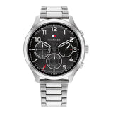  Shop Authentic Tommy Hilfiger Asher Chronograph Black Dial Silver Steel Strap Watch For Men - 1791852 - Luxxuri