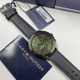  Shop Authentic Tommy Hilfiger Asher Chronograph Green Dial Black Leather Strap Watch For Men - 1791856 - Luxxuri