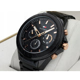  Shop Authentic Tommy Hilfiger Aiden Chronograph Black Dial Black Steel Strap Watch For Men - 1791858 - Luxxuri