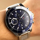  Shop Authentic Tommy Hilfiger Larson Chronograph Blue Dial Silver Steel Strap Watch For Men - 1791917 - Luxxuri