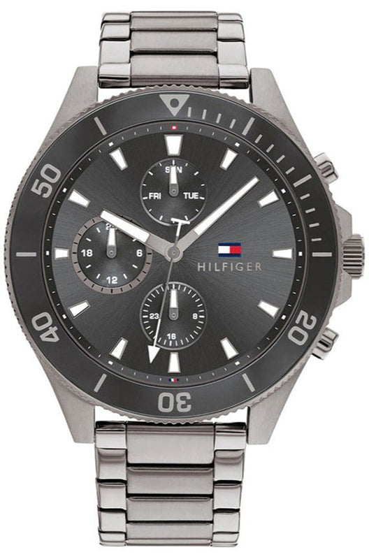  Shop Authentic Tommy Hilfiger Larson Chronograph Grey Dial Silver Steel Strap Watch For Men - 1791918 - Luxxuri