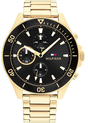  Shop Authentic Tommy Hilfiger Larson Chronograph Black Dial Gold Steel Strap Watch For Men - 1791919 - Luxxuri