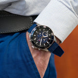  Shop Authentic Tommy Hilfiger Larson Chronograph Blue Dial Blue Rubber Strap Watch For Men - 1791920 - Luxxuri