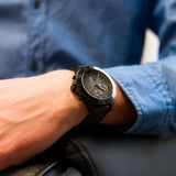  Shop Authentic Tommy Hilfiger Larson Chronograph Black Dial Black Rubber Strap Watch For Men - 1791921 - Luxxuri