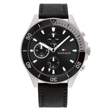  Shop Authentic Tommy Hilfiger Larson Chronograph Black Dial Black Leather Strap Watch For Men - 1791984 - Luxxuri
