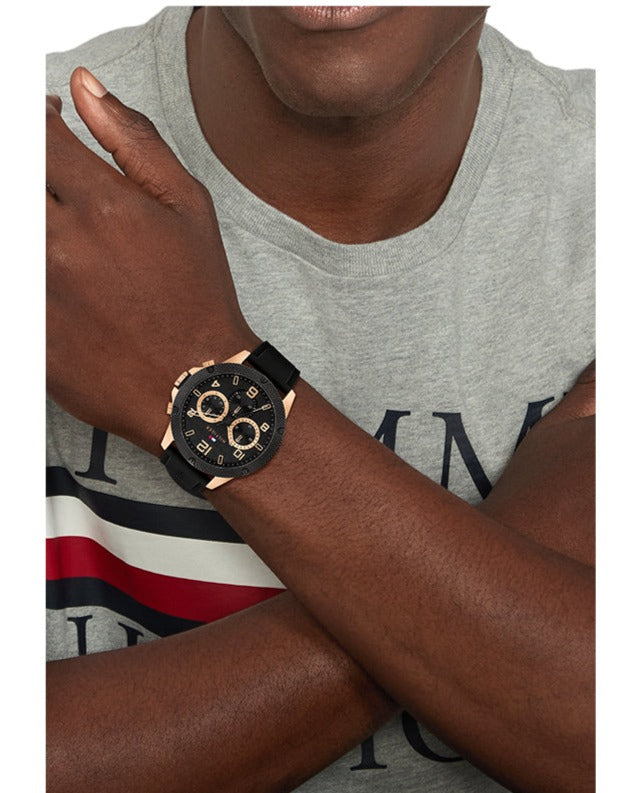  Shop Authentic Tommy Hilfiger Blaze Multifunction Black Dial Black Rubber Strap Watch For Men - 1792028 - Luxxuri