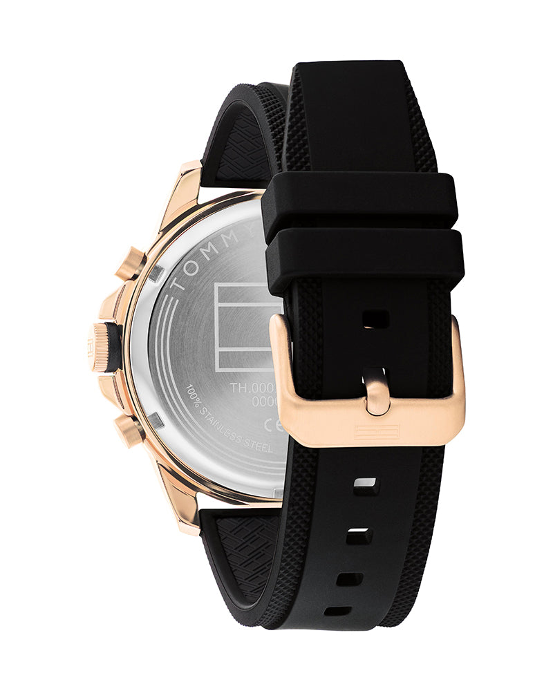  Shop Authentic Tommy Hilfiger Blaze Multifunction Black Dial Black Rubber Strap Watch For Men - 1792028 - Luxxuri