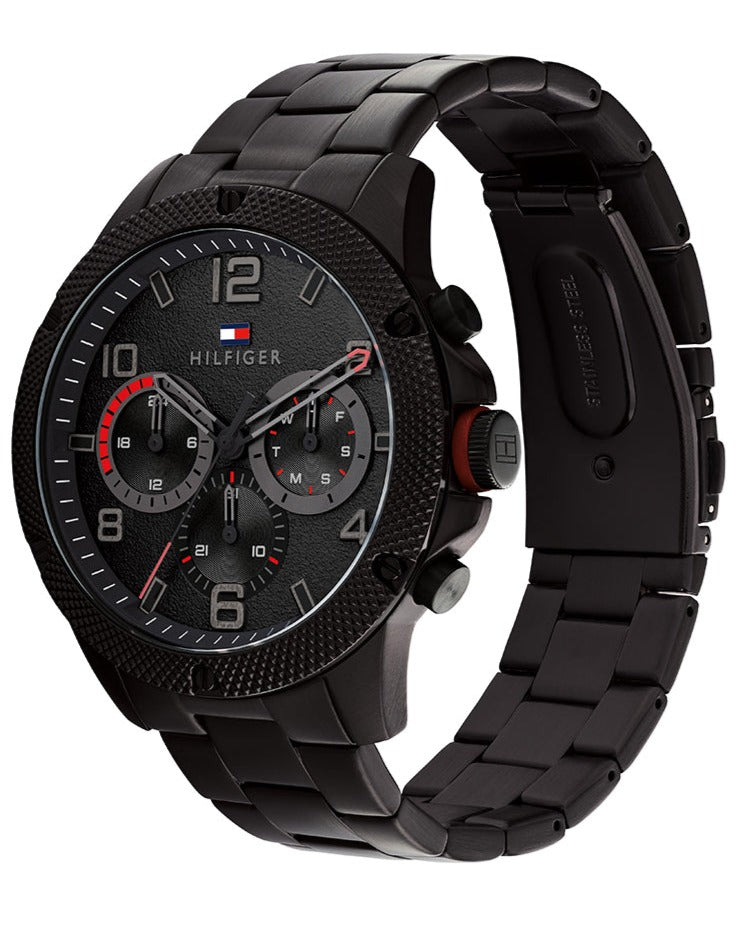  Shop Authentic Tommy Hilfiger Blaze Chronograph Black Dial Black Steel Strap Watch For Men - 1792030 - Luxxuri