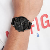  Shop Authentic Tommy Hilfiger Lars Chronograph Black Dial Black Leather Strap Watch For Men - 1792062 - Luxxuri