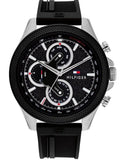  Shop Authentic Tommy Hilfiger Clark Chronograph Black Dial Black Rubber Strap Watch For Men - 1792082 - Luxxuri