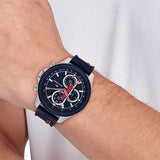  Shop Authentic Tommy Hilfiger Clark Chronograph Blue Dial Black Leather Strap Watch For Men - 1792083 - Luxxuri