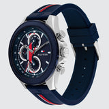  Shop Authentic Tommy Hilfiger Clark Chronograph Blue Dial Black Leather Strap Watch For Men - 1792083 - Luxxuri