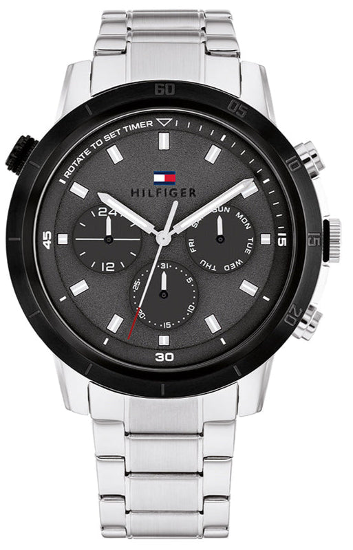  Shop Authentic Tommy Hilfiger Troy Chronograph Grey Dial Silver Steel Strap Watch For Men - 1792106 - Luxxuri