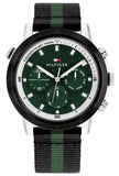  Shop Authentic Tommy Hilfiger Troy Chronograph Green Dial Two Tone Nylon Strap Watch For Men - 1792107 - Luxxuri