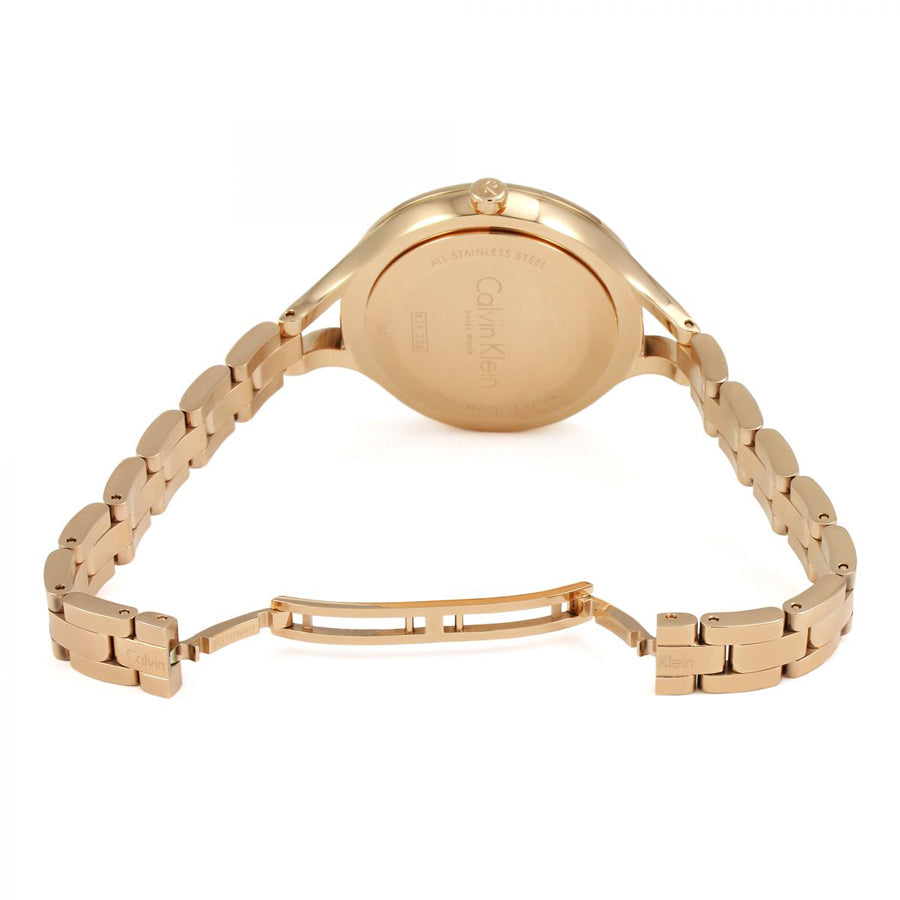  Shop Authentic Calvin Klein Graphic Silver Dial Rose Gold Steel Strap Watch for Women - K7E23646 - Luxxuri