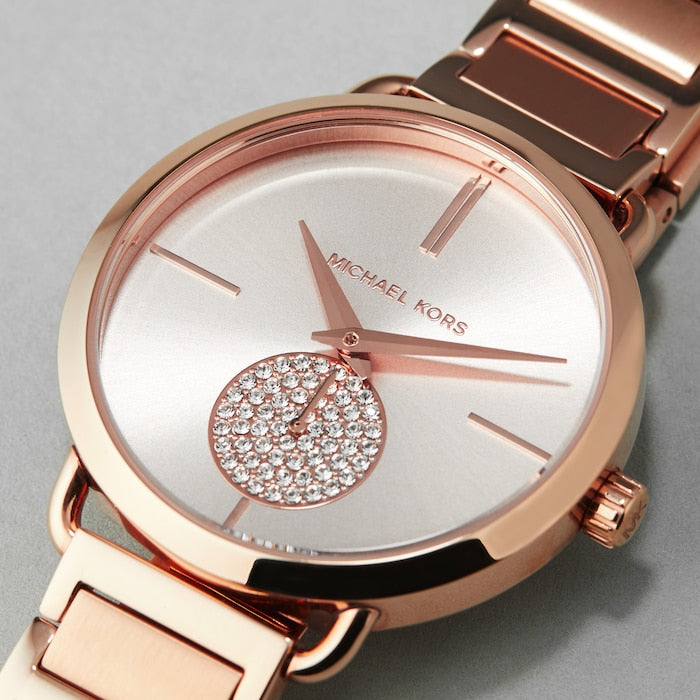 Michael Kors Portia Rose Gold Dial Rose Gold Steel Strap Watch for Women - MK3640