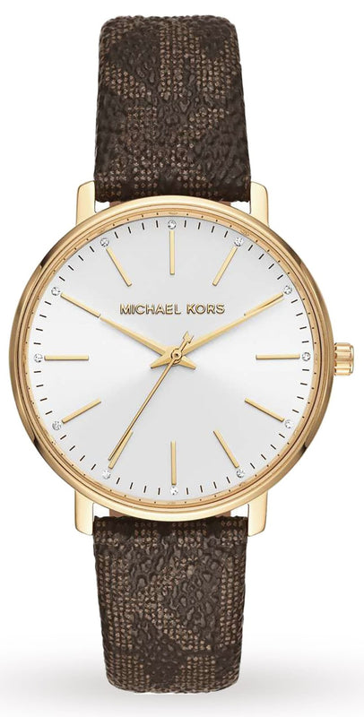  Shop Authentic Michael Kors Pyper Quartz Silver Dial Brown Leather Strap Watch For Women - MK2857 - Luxxuri