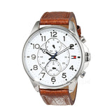  Shop Authentic Tommy Hilfiger Dean Quartz Multifunction White Dial Brown Leather Strap Watch for Men - 1791274 - Luxxuri