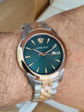  Shop Authentic Versace V-Urban Green Dial Two Tone Steel Strap Watch for Men - VELQ00619 - Luxxuri