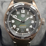  Shop Authentic Tag Heuer Autavia Calibre 5 Automatic Olive Green Dial Green Leather Strap Watch for Men - WBE5190.FC8268 - Luxxuri