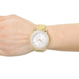  Shop Authentic Guess Dazzler Diamonds Silver Dial Gold Steel Strap Watch for Women - W0335L2 - Luxxuri