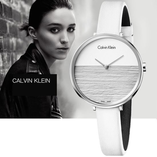  Shop Authentic Calvin Klein Rise White Grey Dial White Leather Strap Watch for Women - K7A231L6 - Luxxuri
