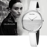  Shop Authentic Calvin Klein Rise White Grey Dial White Leather Strap Watch for Women - K7A231L6 - Luxxuri