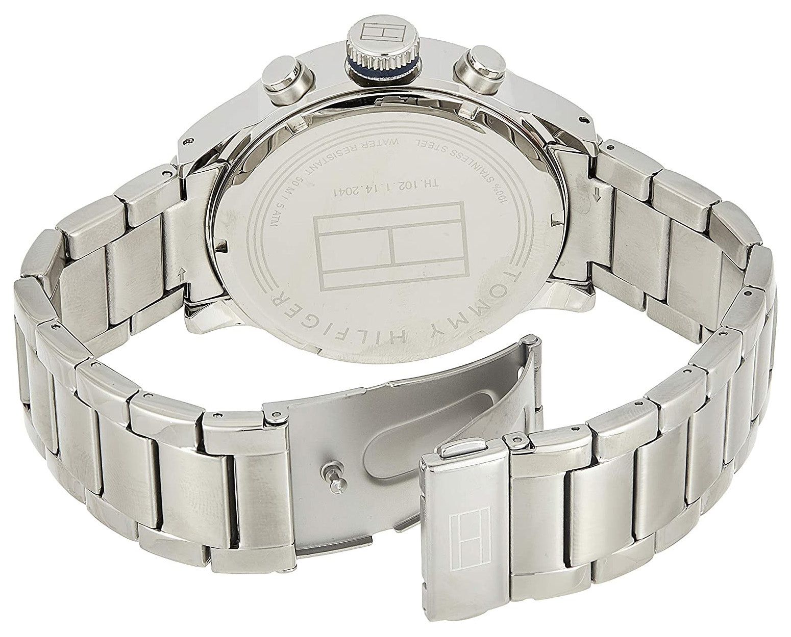  Shop Authentic Tommy Hilfiger Jackson Chronograph Blue Dial Silver Steel Strap Watch for Men - 1791242 - Luxxuri