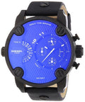  Shop Authentic Diesel Little Daddy Blue Dial Black Leather Strap Watch For Men - DZ7257 - Luxxuri