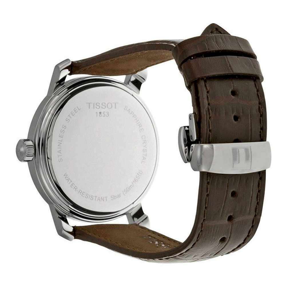 Tissot T Classic Bridgeport Silver Dial Brown Leather Strap Watch For Men - T097.410.16.038.00