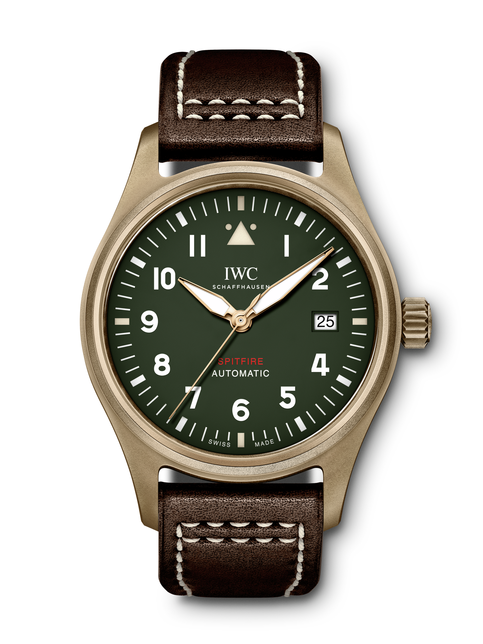  Shop Authentic IWC Pilot's Watch Automatic Spitfire Green Dial Brown Leather Strap Watch for Men - IW326802 - Luxxuri