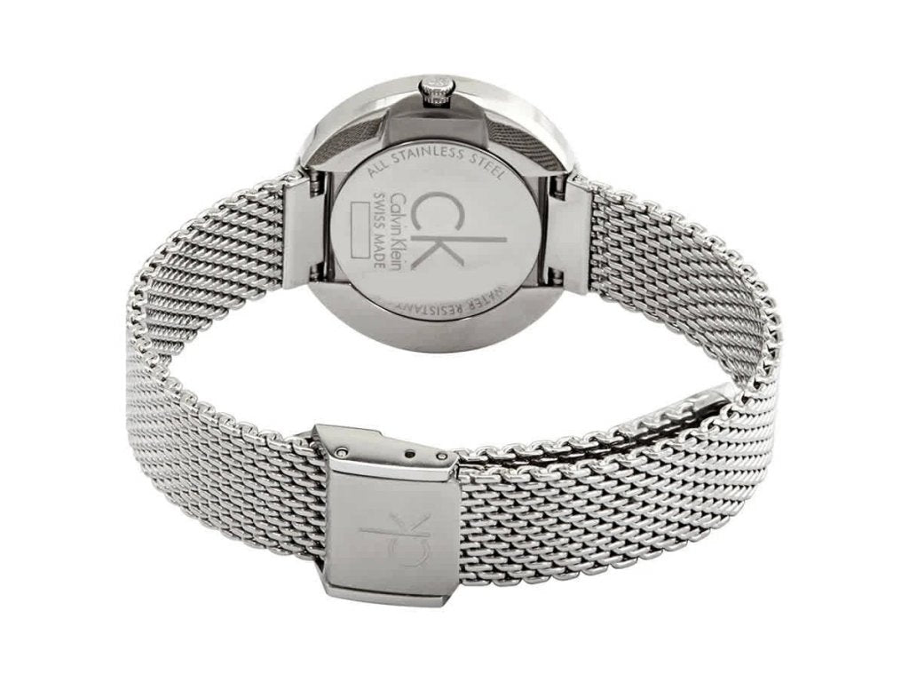  Shop Authentic Calvin Klein Firm Black Dial Silver Mesh Bracelet Watch for Women - K3N23121 - Luxxuri