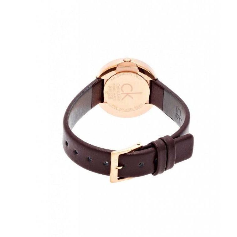  Shop Authentic Calvin Klein Firm White Dial Brown Leather Strap Watch for Women - K3N236G6 - Luxxuri