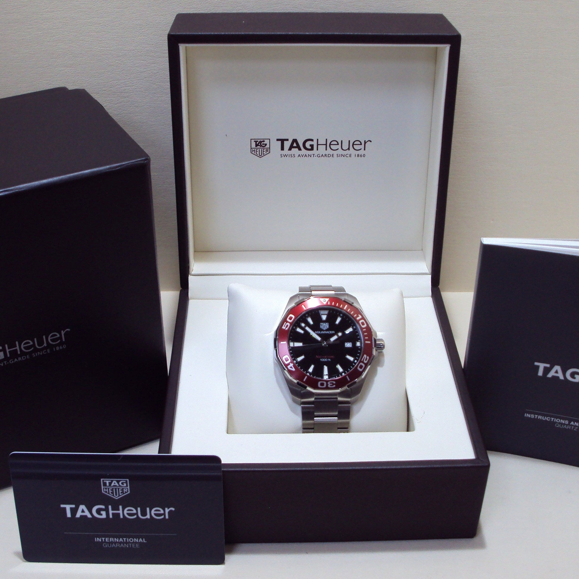  Shop Authentic Tag Heuer Aquaracer Black Dial Silver Steel Strap Watch for Men - WAY101B.BA0746 - Luxxuri