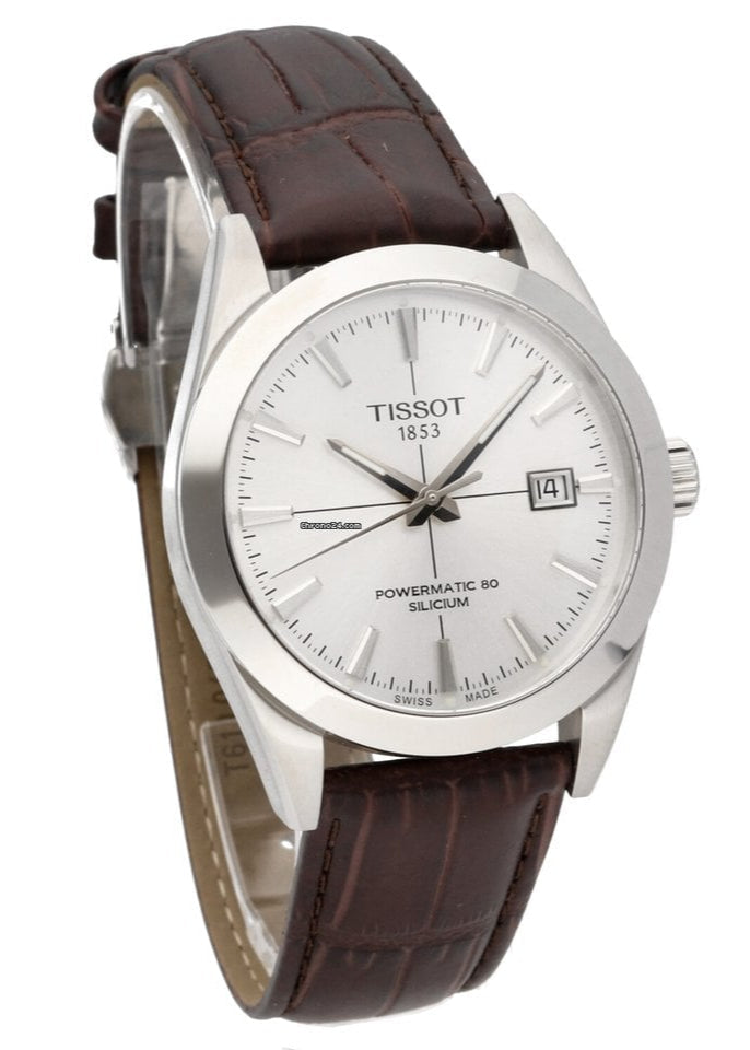  Shop Authentic Tissot Gentleman Powermatic 80 Silicium Silver Dial Brown Leather Strap Watch For Men - T127.407.16.031.01 - Luxxuri