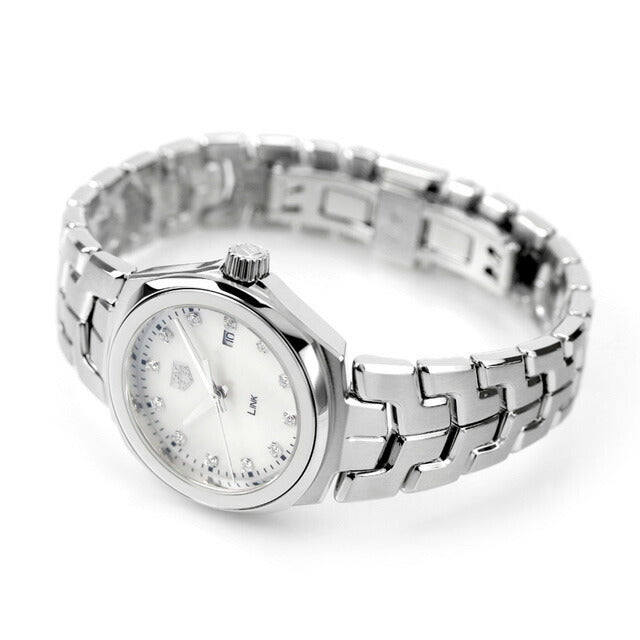  Shop Authentic Tag Heuer Link Quartz Diamonds Mother of Pearl Dial Silver Steel Strap Watch for Women - WBC1312.BA0600 - Luxxuri