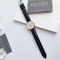  Shop Authentic Gucci G-Timeless Mother of Pearl Dial Black Leather Strap Watch For Women - YA126589 - Luxxuri