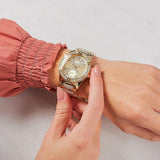  Shop Authentic Guess Frontier Diamonds Gold Dial Gold Steel Strap Watch For Women - W1156L2 - Luxxuri