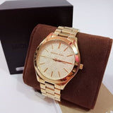  Shop Authentic Michael Kors Slim Runway Gold Dial Gold Steel Strap Watch for Women - MK3335 - Luxxuri