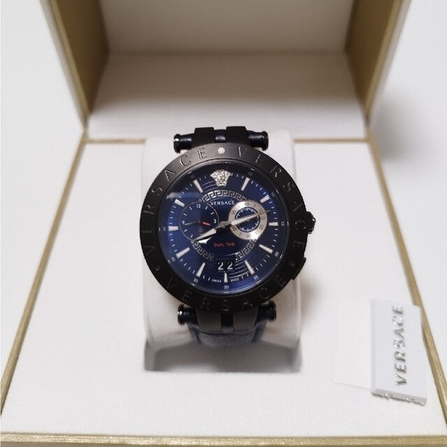  Shop Authentic Versace V Race Chronograph Quartz Blue Dial Blue Leather Strap Watch For Men - VEBV00419 - Luxxuri