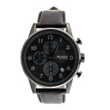  Shop Authentic Hugo Boss Navigator Black Dial Black Leather Strap Watch for Men - 1513497 - Luxxuri