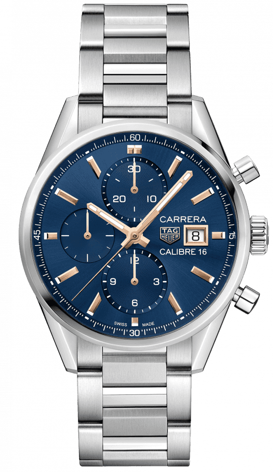  Shop Authentic Tag Heuer Carrera Automatic Chronograph Blue Dial Silver Steel Strap Watch for Men - CBK2115.BA0715 - Luxxuri