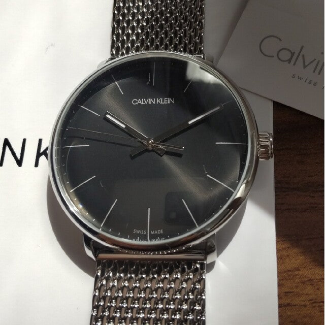  Shop Authentic Calvin Klein High Noon Black Dial Silver Mesh Bracelet Watch for Men - K8M21121 - Luxxuri