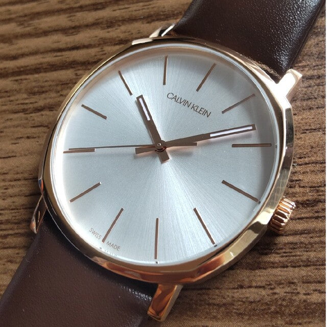  Shop Authentic Calvin Klein Posh Silver Dial Brown Leather Strap Watch for Men - K8Q316G6 - Luxxuri