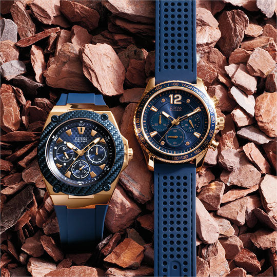  Shop Authentic Guess Fleet Blue Dial Blue Rubber Strap Watch for Men - W0971G3 - Luxxuri