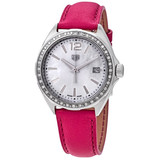  Shop Authentic Tag Heuer Formula 1 Quartz Mother of Pearl Dial Pink Leather Strap Watch for Women - WBJ131A.FC8252 - Luxxuri