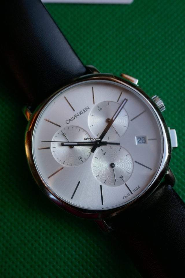  Shop Authentic Calvin Klein Posh Silver Dial Black Leather Strap Watch for Men - K8Q371C6 - Luxxuri