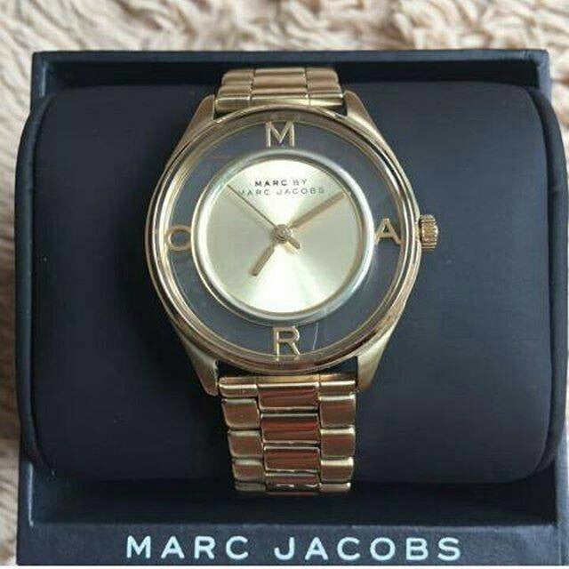  Shop Authentic Marc Jacobs Marc Tether Transparent Gold Dial Gold Steel Strap Watch for Women - MBM3413 - Luxxuri