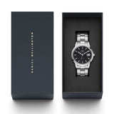  Shop Authentic Daniel Wellington Iconic Link Black Dial Silver Steel Strap Watch For Women - DW00100206 - Luxxuri